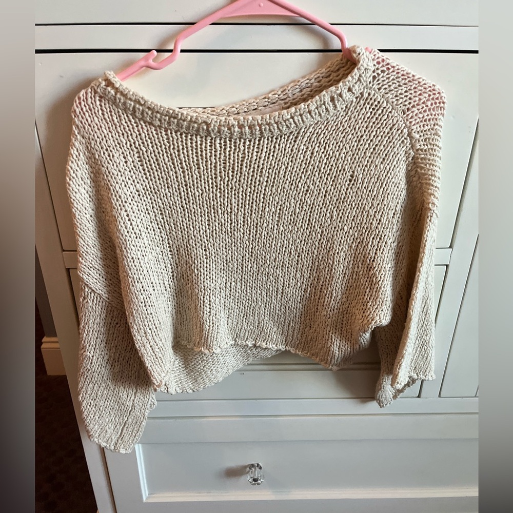 Urban Outfitters Cream Chunky Knit Cropped Sweater